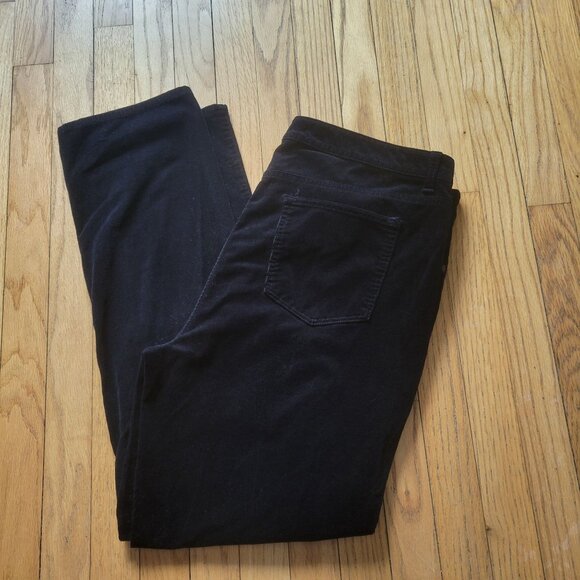 Talbots Womens 16 High-Waist Straight-Leg Black Corduroy Pants - Picture 2 of 4